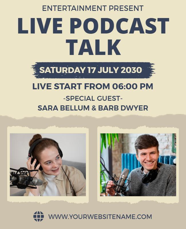 Live Podcast Talk Event Flyer Template