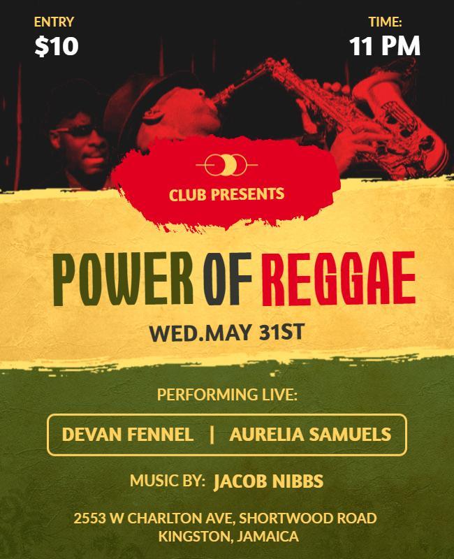 Live Reggae Music Event Flyer Template