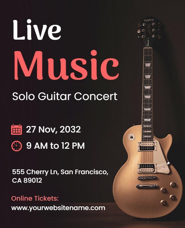 Live Solo Guitar Concert Music Flyer Template