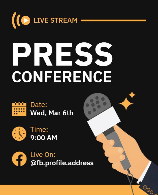 Live Stream Press Conference Announcement Flyer Template
