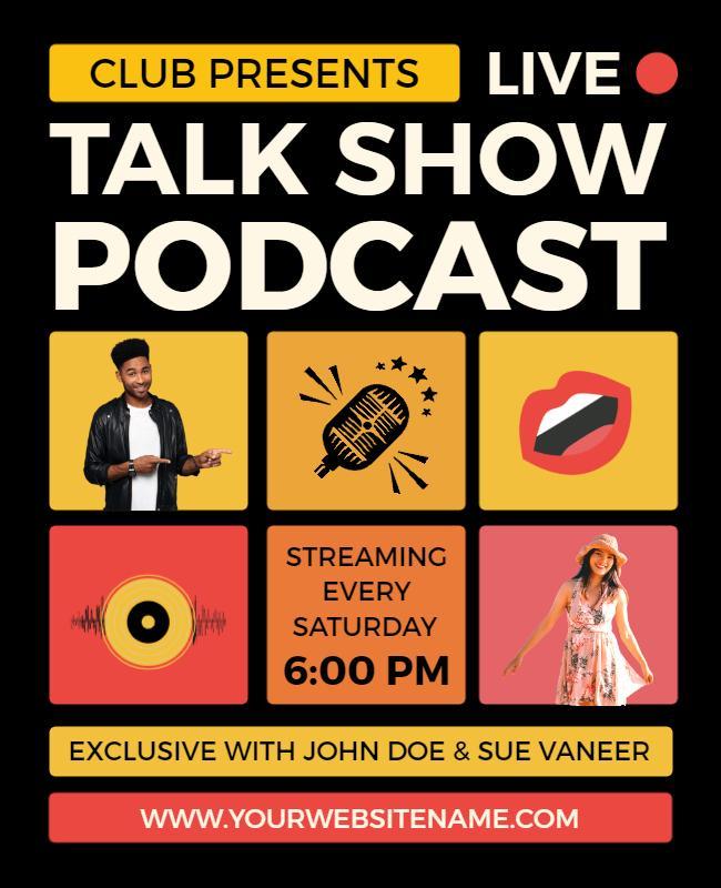 Bold Red Live Talk Show Podcast Streaming Flyer Template