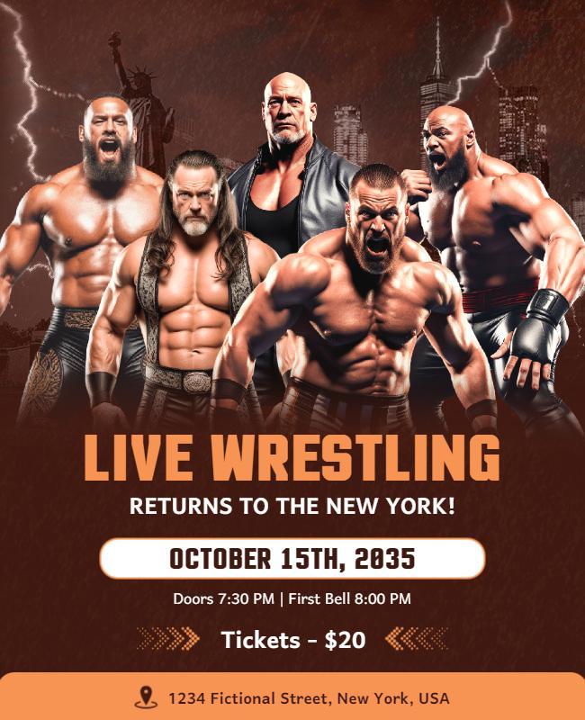 Live Wrestling Event Promotion Flyer Template