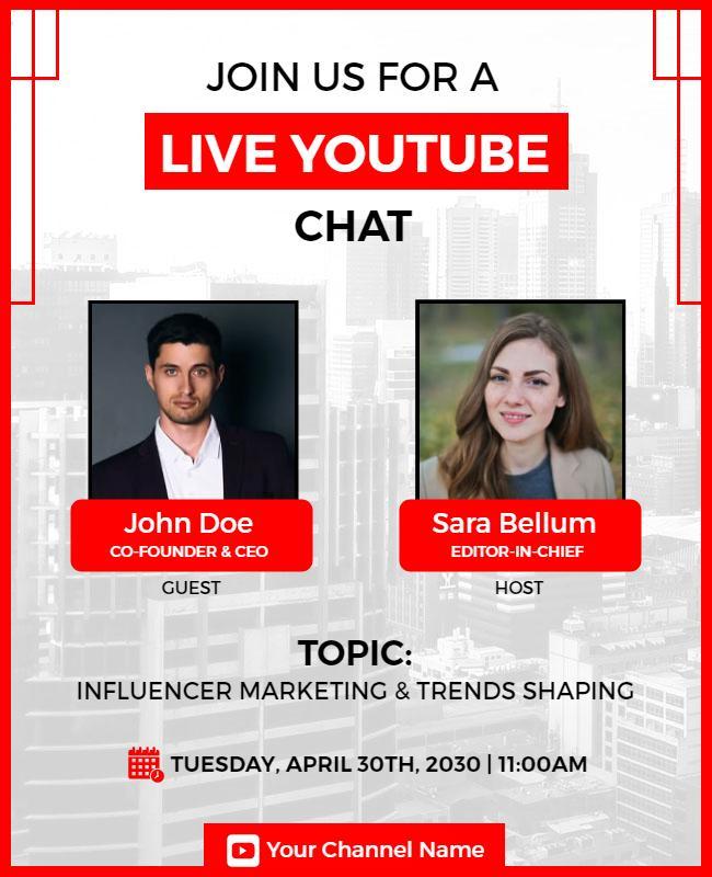 Live Youtube Chat Event Announcement Flyer Template