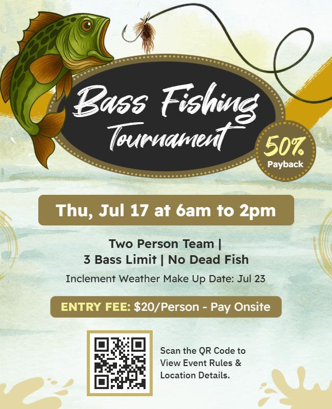 Lively Bass Fishing Tournament Event Flyer Template