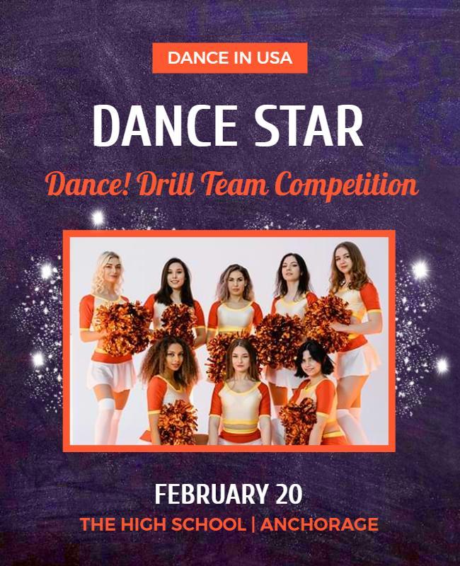 Lively Cheerleader Team Dance Competition Poster Template