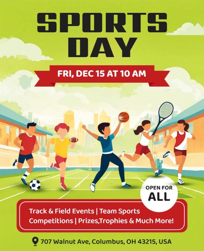 Lively Green Community Sports Day Activities Poster Template