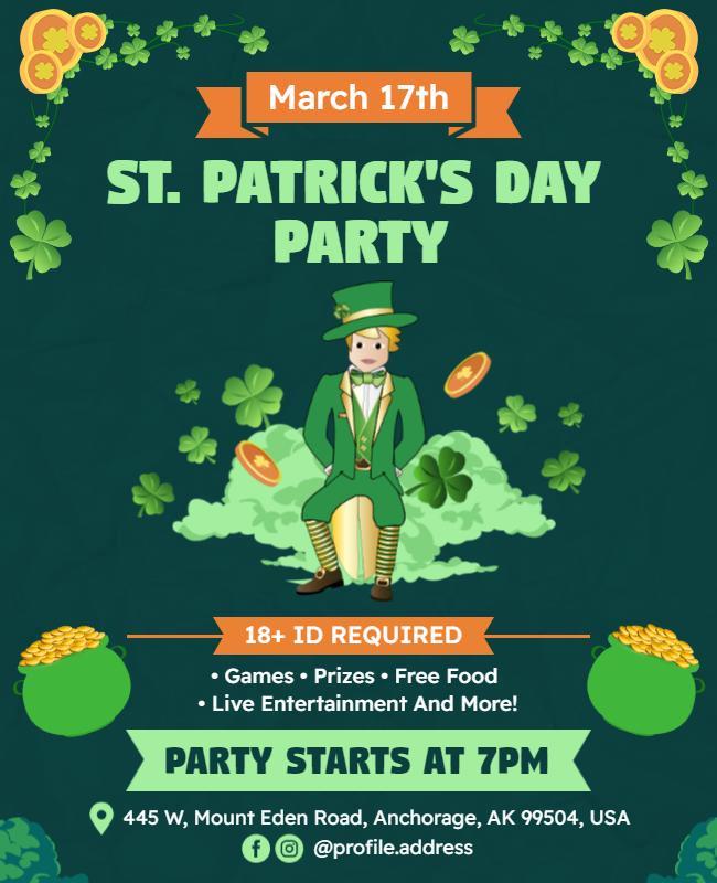 Lively Green Shamrock Themed St. Patrick's Day Celebration Poster Template
