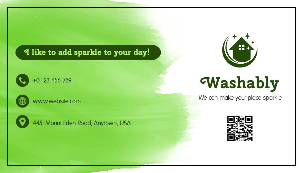 Lively Green Splash Design for Cleaning Services Business Card Template