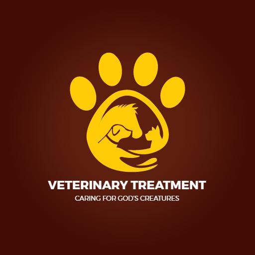 Lively Yellow Paw Print Emphasizing Veterinary Care Logo Template