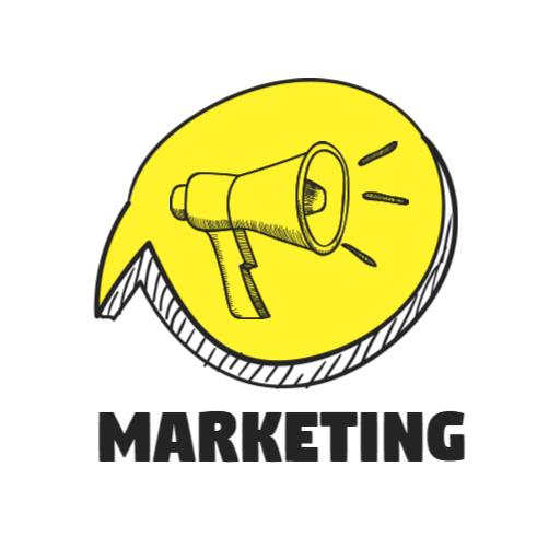 Lively Yellow Sketch of a Megaphone For Marketing Logo Template