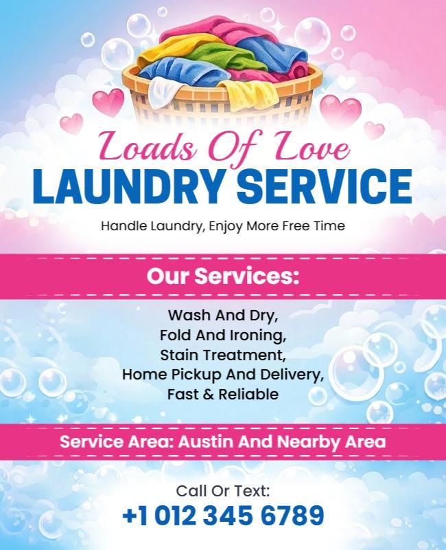 Loads of Love Laundry Service Promotional Flyer Template