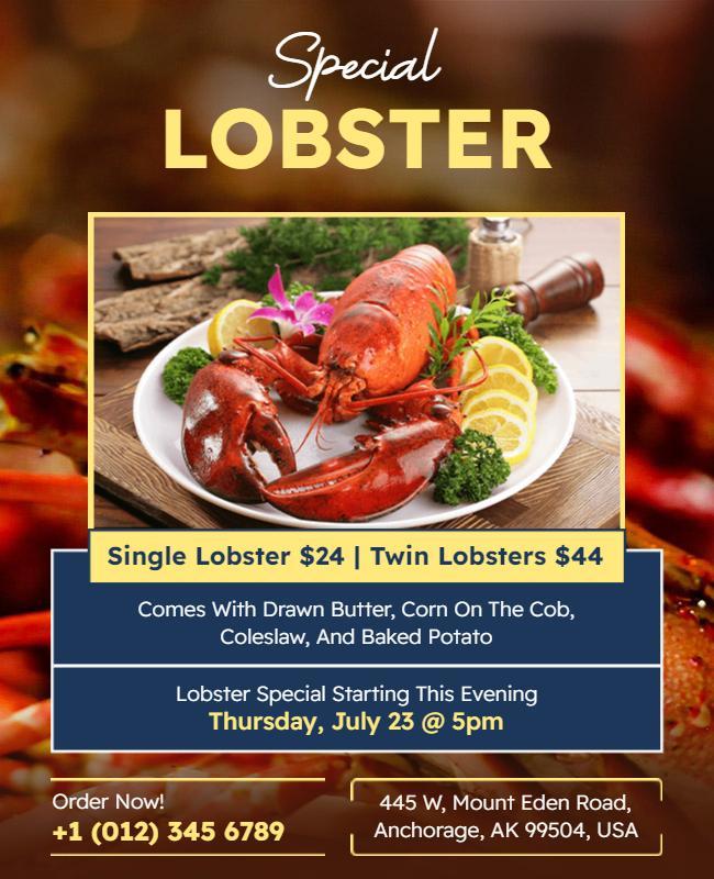 Lobster Dining Restaurant Special Flyer Template