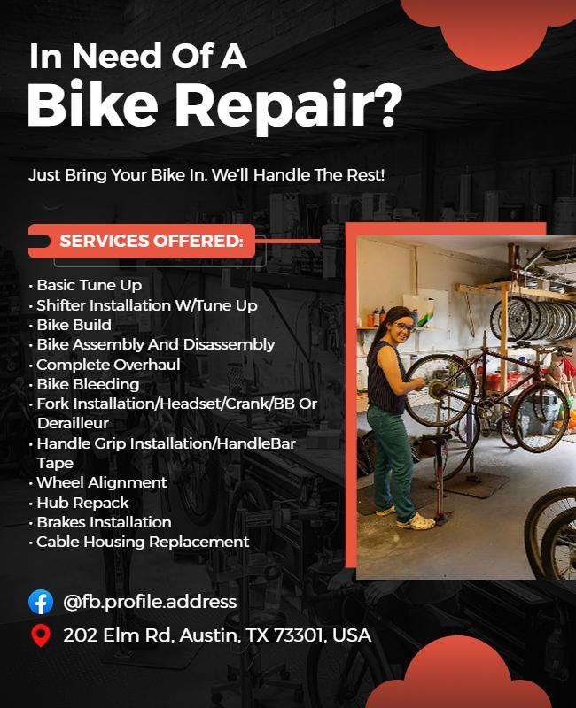 Local Bike Repair Shop Advertisement Flyer Template