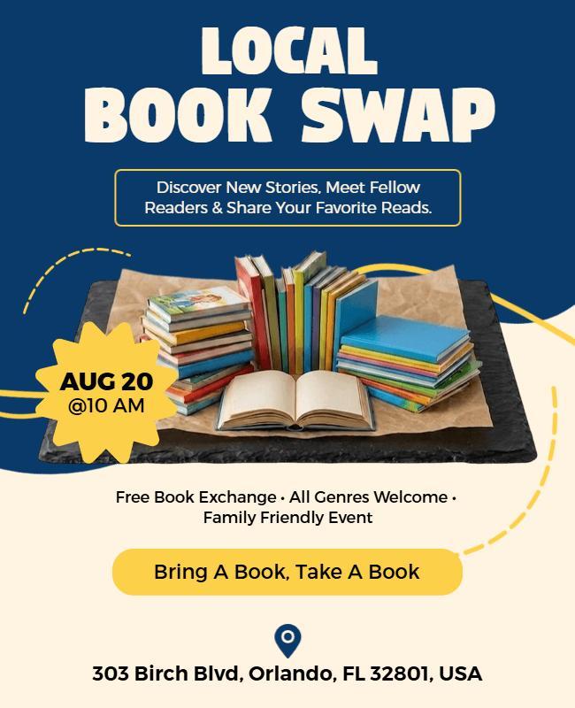 Local Book Swap Event Poster Template