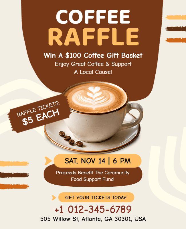 Local Cause Coffee Raffle Event Flyer Template