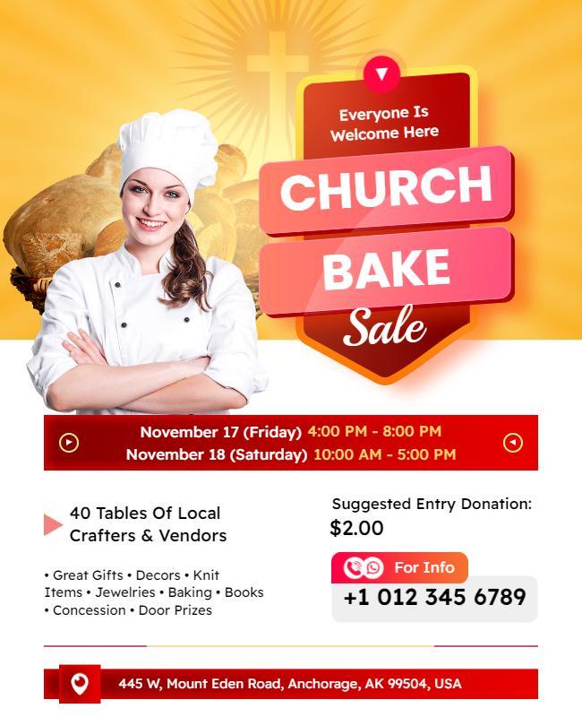 Local Church Community Bake Sale Flyer Template