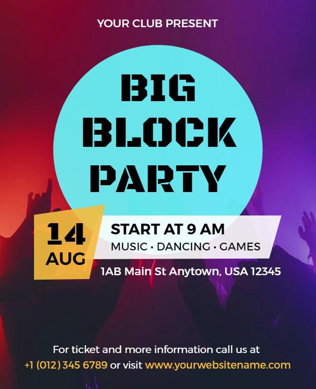 Local Club Big Block Party Flyer Template