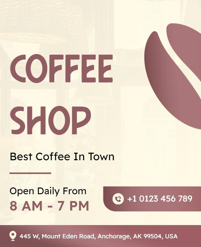 Local Coffee Shop Opening Hours Flyer Template