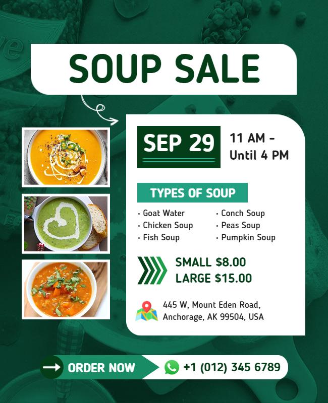 Local Community Soup Sale Event Flyer Template