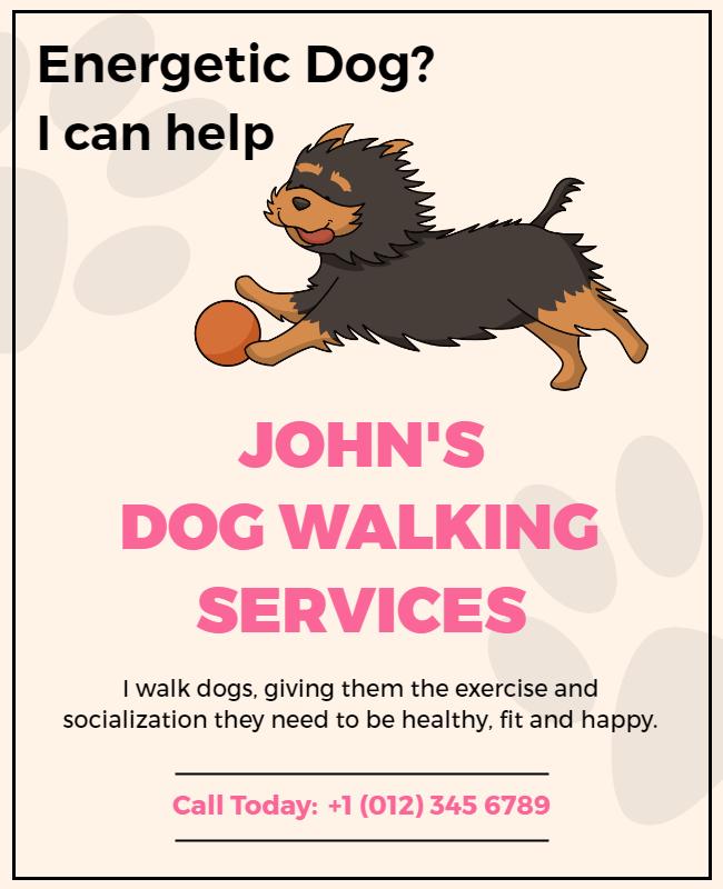 Local Dog Walking Services Promotional Flyer Template