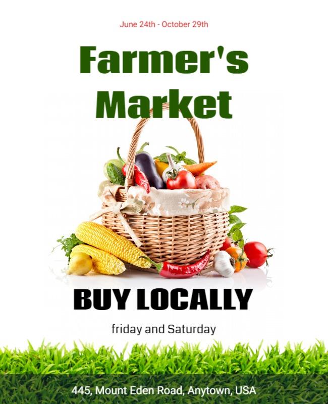 Fresh Colorful Farmer's Market Buy Locally Flyer Template