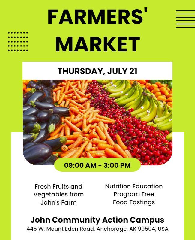 Vibrant Green Farmers Market Fresh Produce Flyer Template