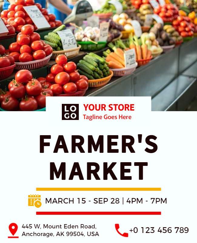 Vibrant Colorful Farmer's Market Fresh Produce Flyer Template