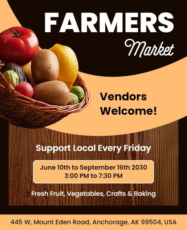 Rustic Warm Farmers Market Fresh Produce Event Flyer Template