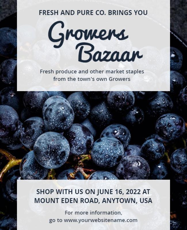 Local Farmers Market Growers Bazaar Flyer Template