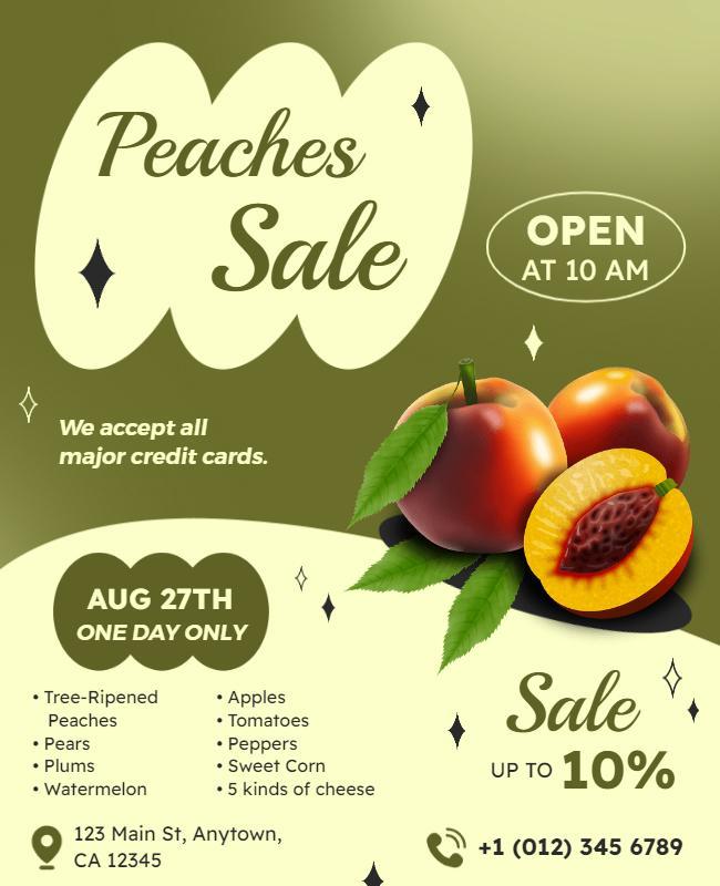 Local Farmers Market Peach Sale Flyer Template