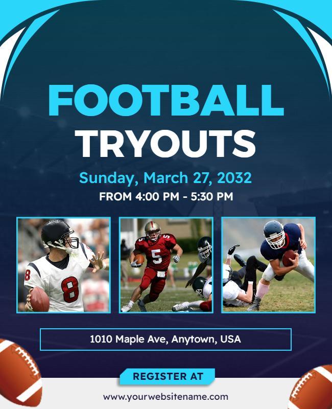 Local Football Tryouts Announcement Flyer Template