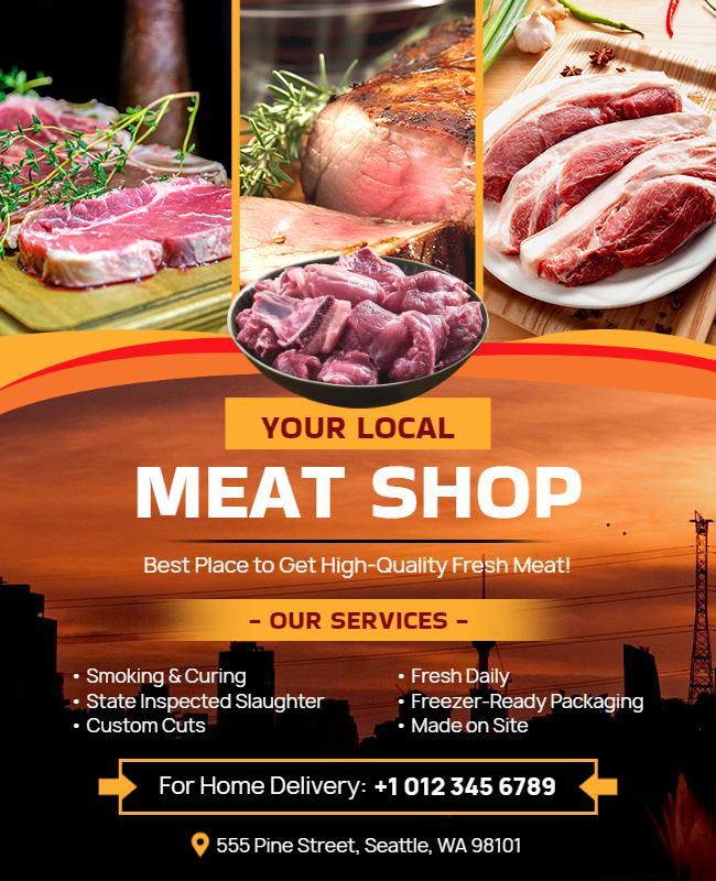 Local Fresh Meat Shop Promotional Flyer Template