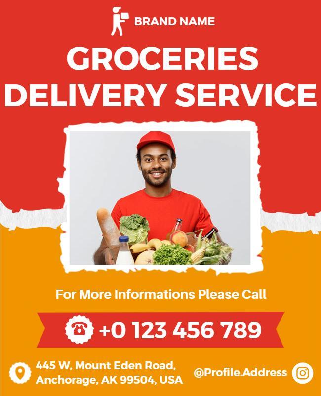 Vibrant Red Groceries Delivery Service Flyer Template