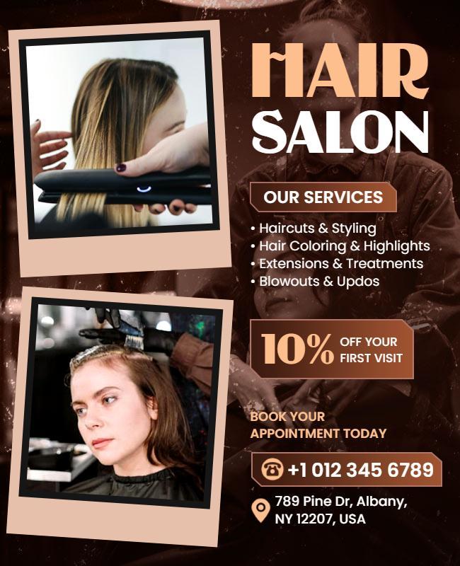 Local Hair Salon Services Promotion Flyer Template