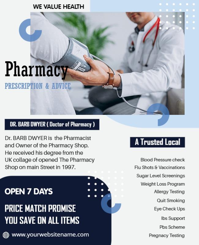 Local Pharmacy Health Services Flyer Template