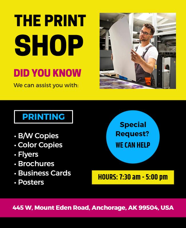 Local Print Shop Services Flyer Template