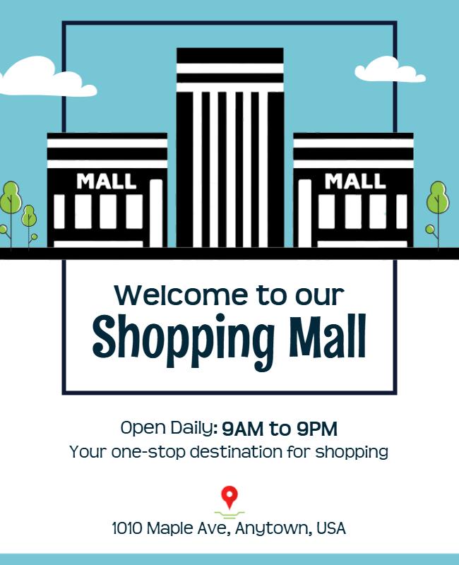 Local Shopping Mall Hours Announcement Flyer Template