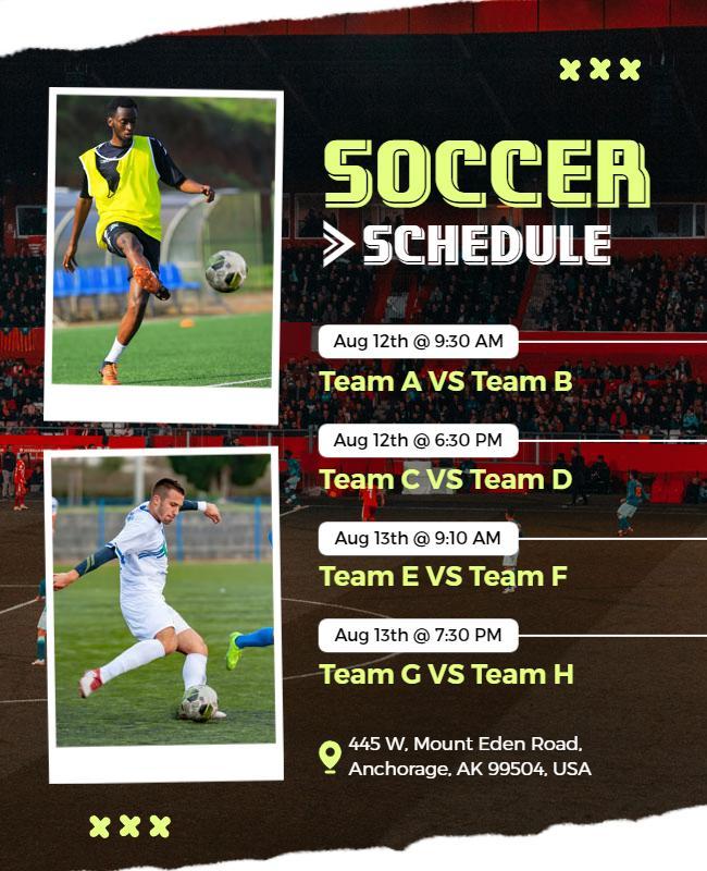 Local Soccer Tournament Schedule Flyer Template