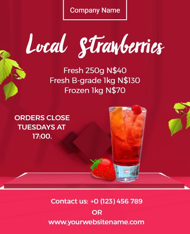 Local Strawberry Sales Promotion Flyer Template