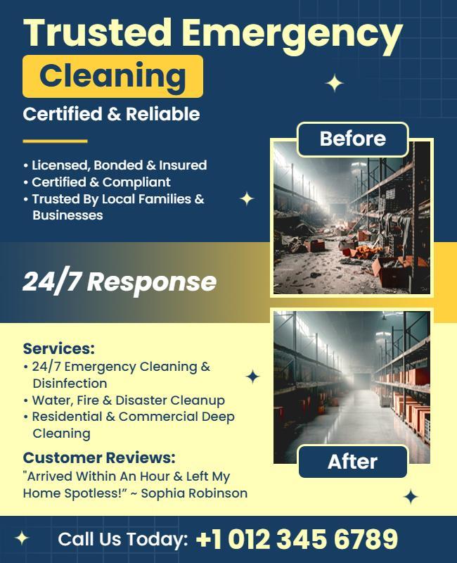 Local Trusted Emergency Cleaning Services Promotion Flyer Template