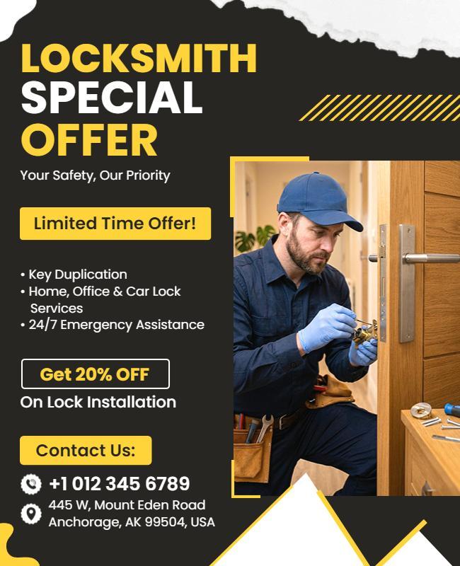 Locksmith Services Promotional Offer Poster Template