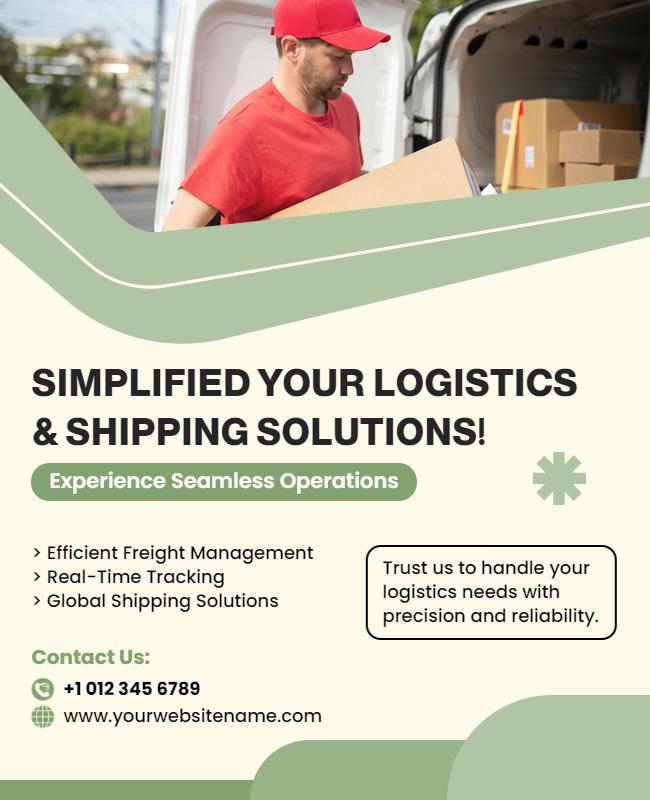 Modern Green Logistics and Shipping Solutions Flyer Template