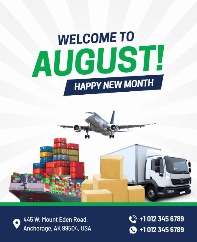 Dynamic Blue Shipping and Logistics Monthly Announcement Flyer Template