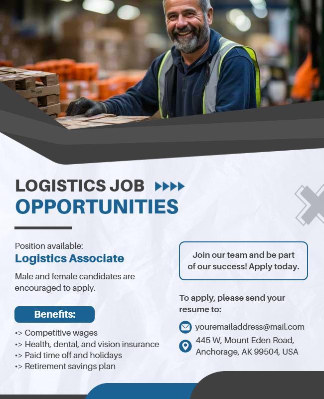 Logistics Job Opportunities Recruitment Flyer Template