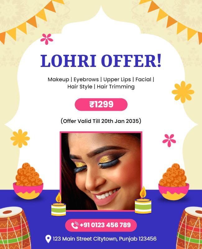 Lohri Festival Beauty Offer Flyer Template