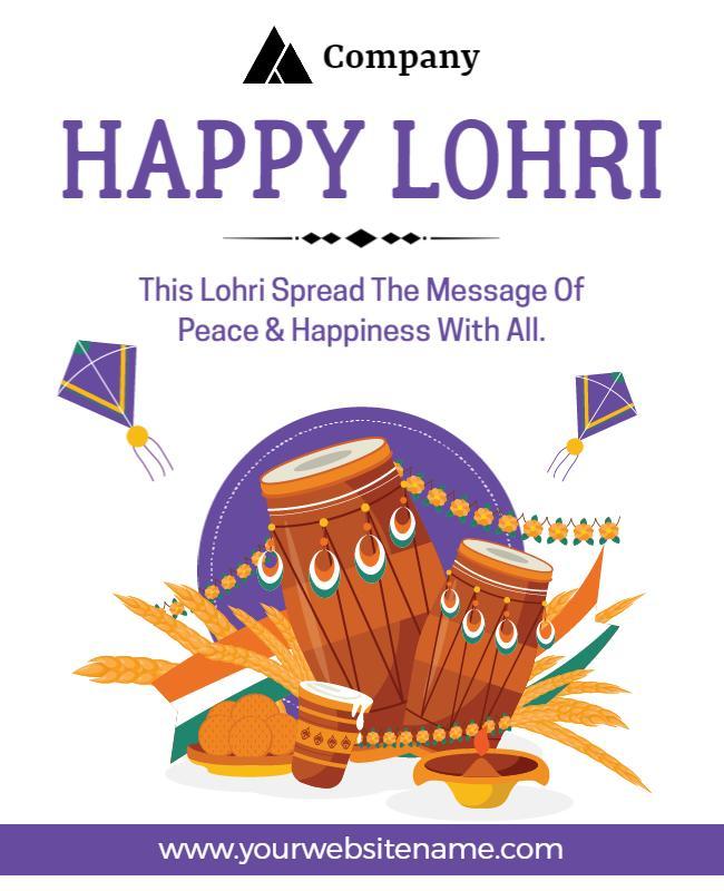 Festive Purple Celebration for Happy Lohri Festival Flyer Template