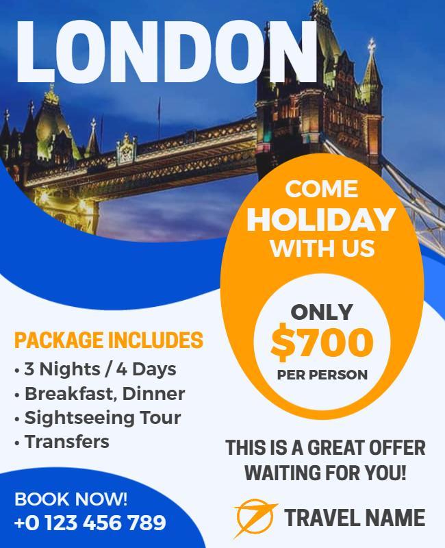 London Vacation Travel Package Flyer Template