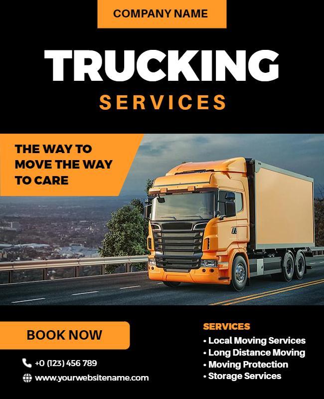 Long Distance Trucking Services Flyer Template