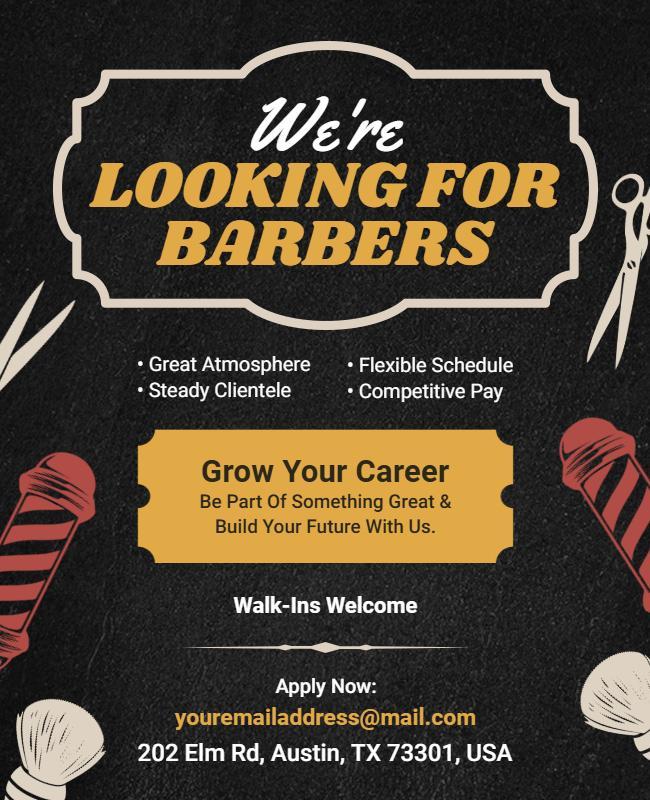 Looking for a Barber Job Vacancy Poster Template