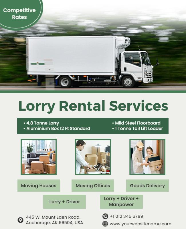 Lorry and Driver Rental Service Flyer Template